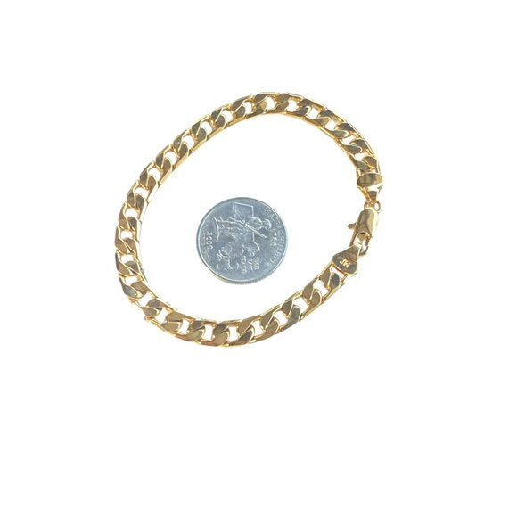 Gold Plated Cuban Link Chain Bracelet With Lobster Clasp For Men Or Women - Picture 3 of 11
